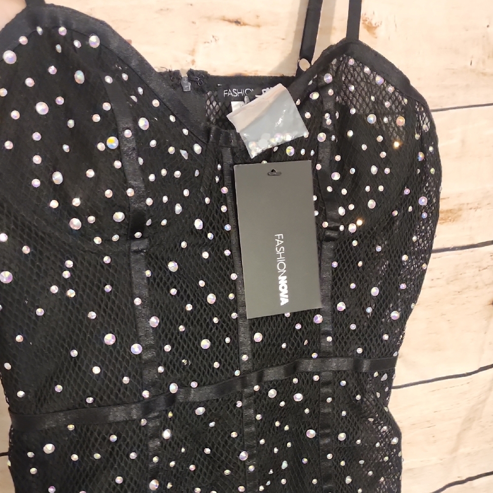 Fashion Nova Black Mini Dress with Colorful Sequins - Picture 4 of 8